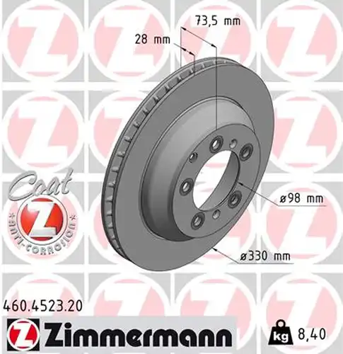 спирачен диск ZIMMERMANN 460.4523.20