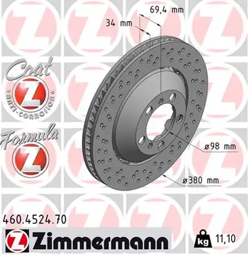 спирачен диск ZIMMERMANN 460.4524.70