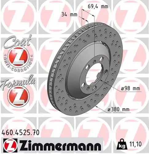 спирачен диск ZIMMERMANN 460.4525.70