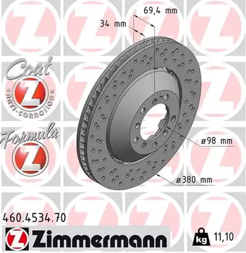 спирачен диск ZIMMERMANN 460.4534.70