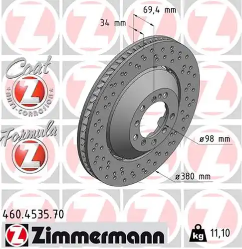 спирачен диск ZIMMERMANN 460.4535.70