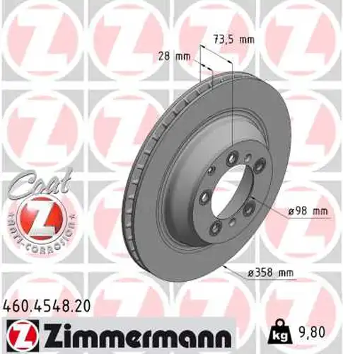 спирачен диск ZIMMERMANN 460.4548.20