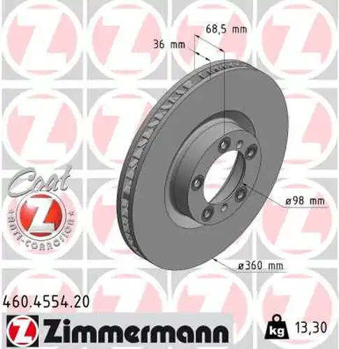 спирачен диск ZIMMERMANN 460.4554.20