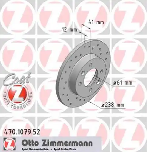 спирачен диск ZIMMERMANN 470.1079.52