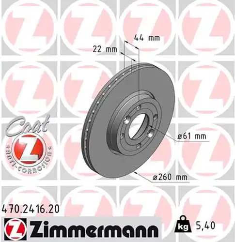 спирачен диск ZIMMERMANN 470.2416.20