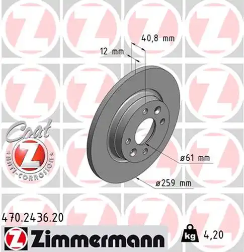 спирачен диск ZIMMERMANN 470.2436.20