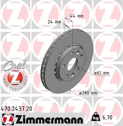 спирачен диск ZIMMERMANN 470.2437.20