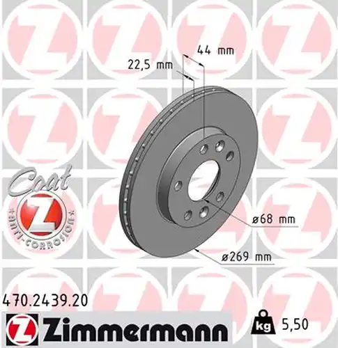 спирачен диск ZIMMERMANN 470.2439.20