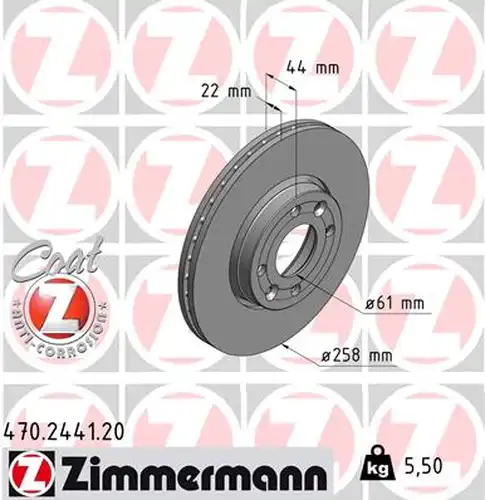 спирачен диск ZIMMERMANN 470.2441.20