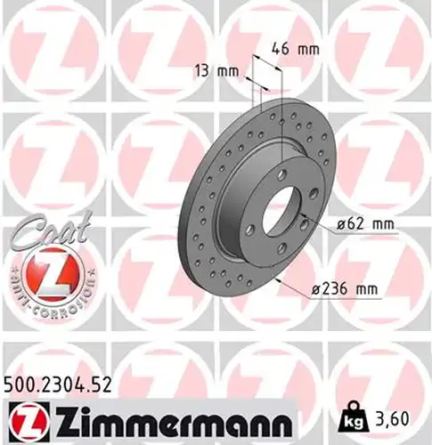 спирачен диск ZIMMERMANN 500.2304.52