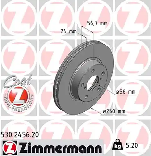 спирачен диск ZIMMERMANN 530.2456.20