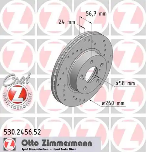 спирачен диск ZIMMERMANN 530.2456.52