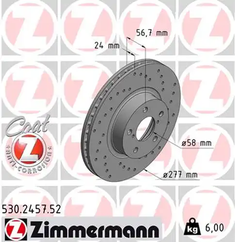 спирачен диск ZIMMERMANN 530.2457.52