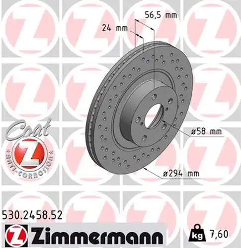 спирачен диск ZIMMERMANN 530.2458.52