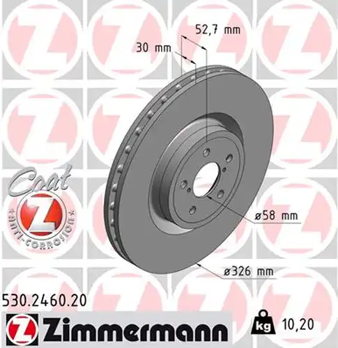 спирачен диск ZIMMERMANN 530.2460.20