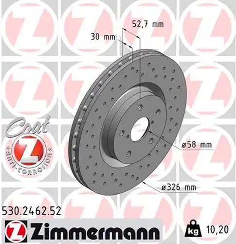 спирачен диск ZIMMERMANN 530.2462.52