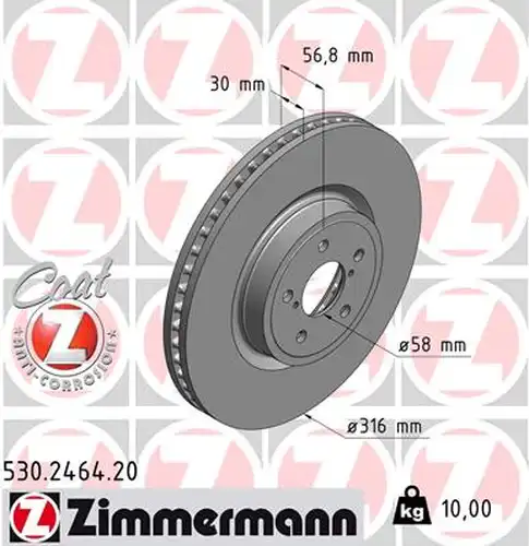 спирачен диск ZIMMERMANN 530.2464.20