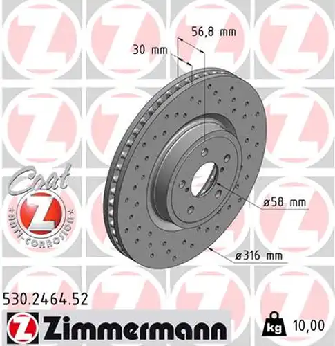 спирачен диск ZIMMERMANN 530.2464.52