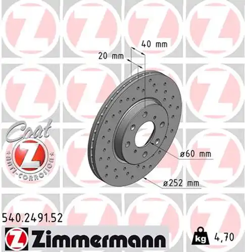 спирачен диск ZIMMERMANN 540.2491.52