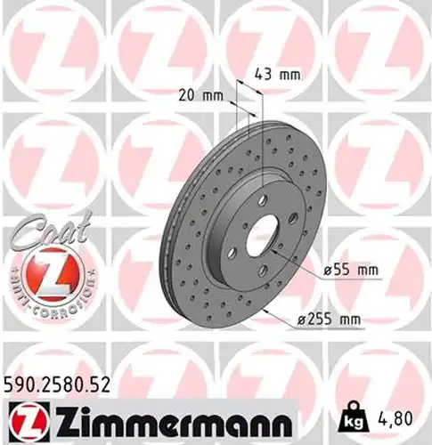 спирачен диск ZIMMERMANN 590.2580.52