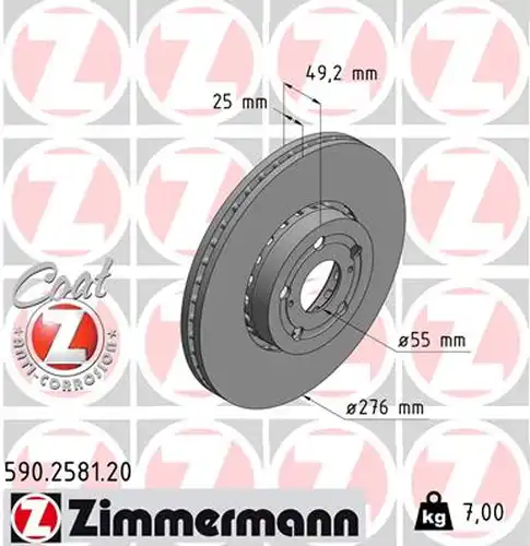 спирачен диск ZIMMERMANN 590.2581.20