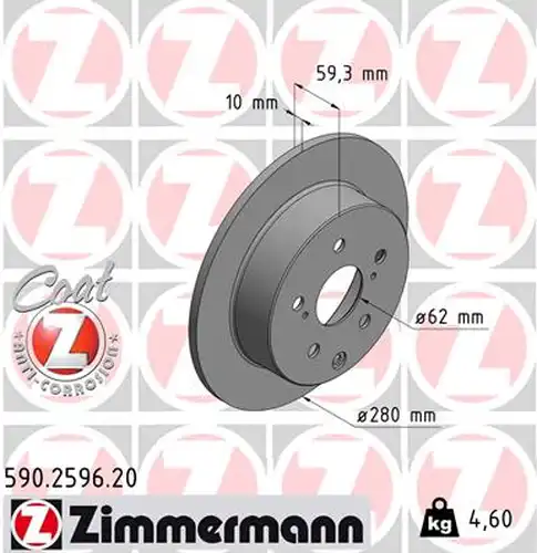 спирачен диск ZIMMERMANN 590.2596.20