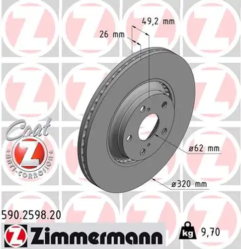 спирачен диск ZIMMERMANN 590.2598.20