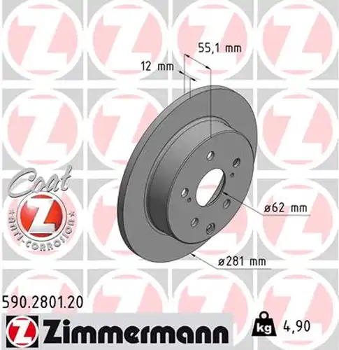 спирачен диск ZIMMERMANN 590.2801.20