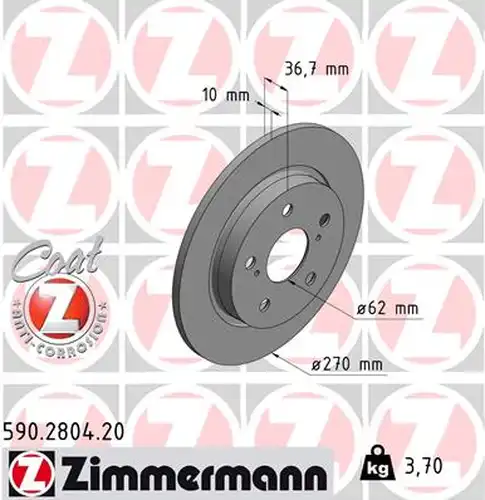 спирачен диск ZIMMERMANN 590.2804.20