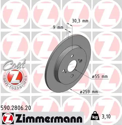 спирачен диск ZIMMERMANN 590.2806.20