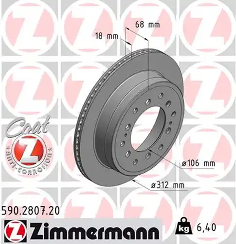 спирачен диск ZIMMERMANN 590.2807.20