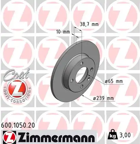 спирачен диск ZIMMERMANN 600.1050.20