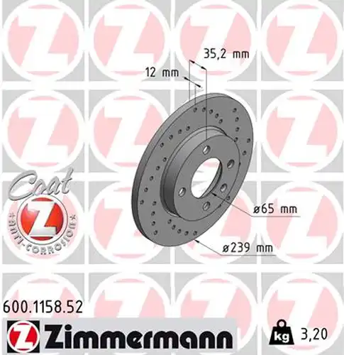 спирачен диск ZIMMERMANN 600.1158.52