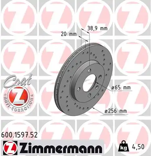 спирачен диск ZIMMERMANN 600.1597.52