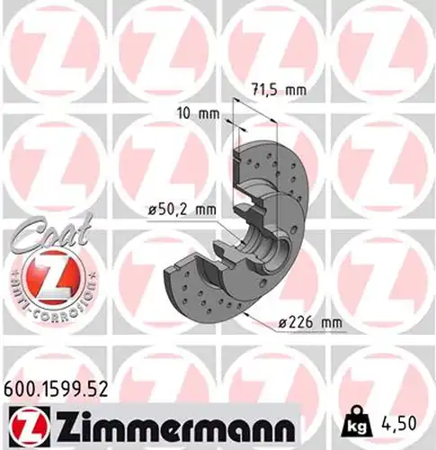 спирачен диск ZIMMERMANN 600.1599.52