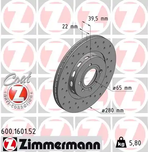 спирачен диск ZIMMERMANN 600.1601.52