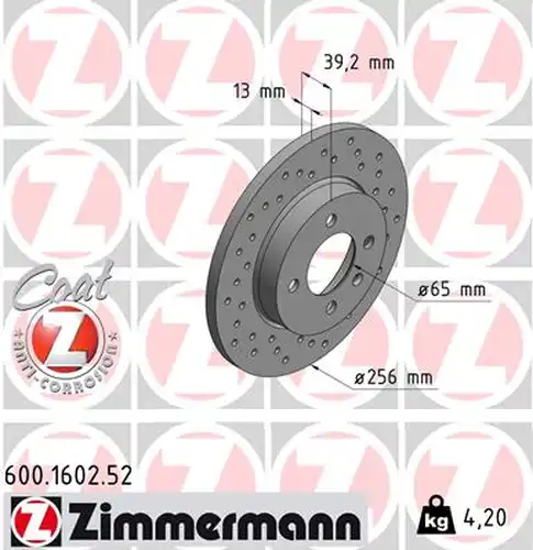 спирачен диск ZIMMERMANN 600.1602.52