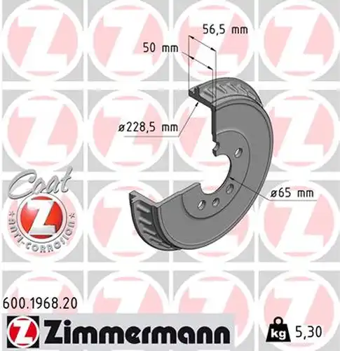 спирачен барабан ZIMMERMANN 600.1968.20