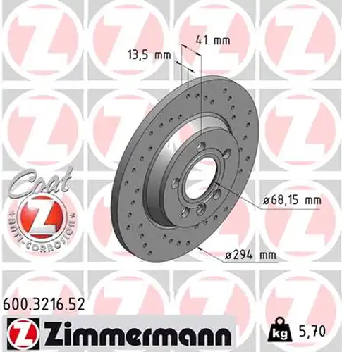 спирачен диск ZIMMERMANN 600.3216.52