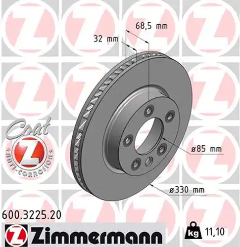 спирачен диск ZIMMERMANN 600.3225.20