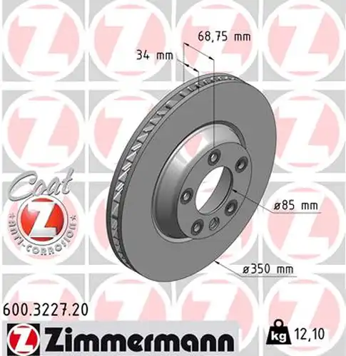 спирачен диск ZIMMERMANN 600.3227.20