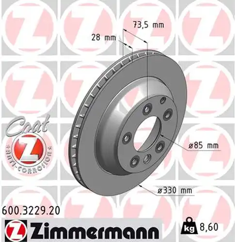 спирачен диск ZIMMERMANN 600.3229.20