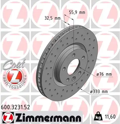 спирачен диск ZIMMERMANN 600.3231.52