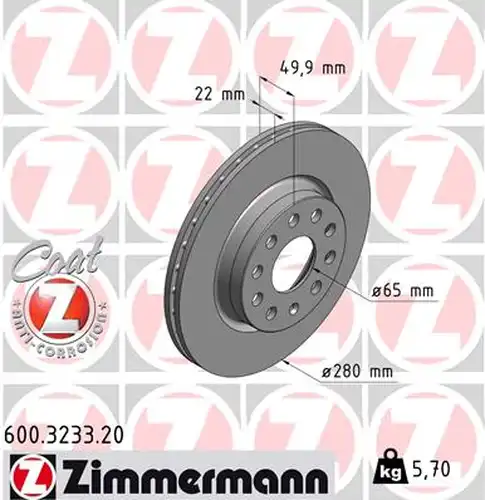 спирачен диск ZIMMERMANN 600.3233.20