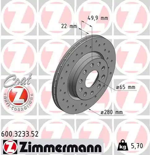 спирачен диск ZIMMERMANN 600.3233.52