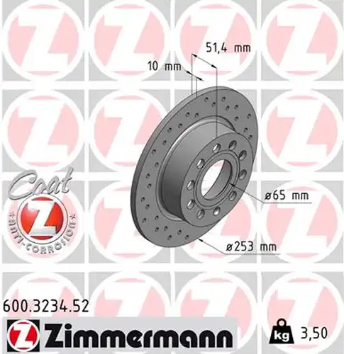 спирачен диск ZIMMERMANN 600.3234.52