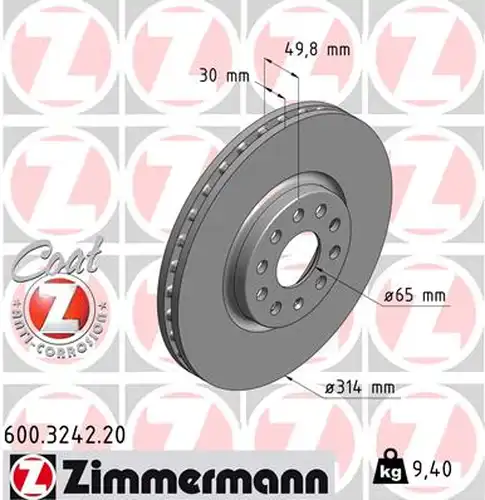 спирачен диск ZIMMERMANN 600.3242.20