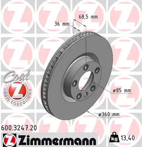 спирачен диск ZIMMERMANN 600.3247.20