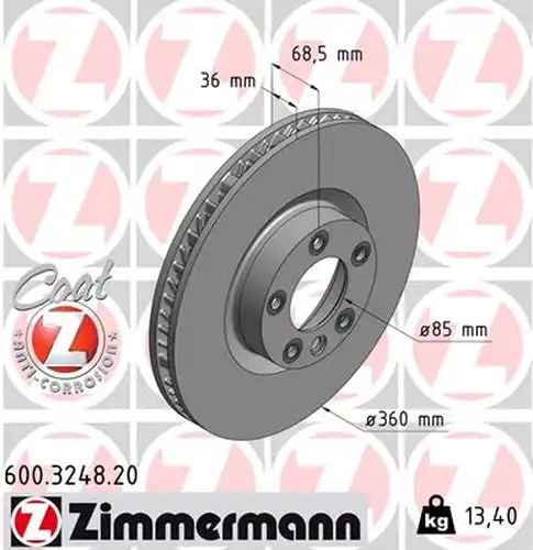 спирачен диск ZIMMERMANN 600.3248.20