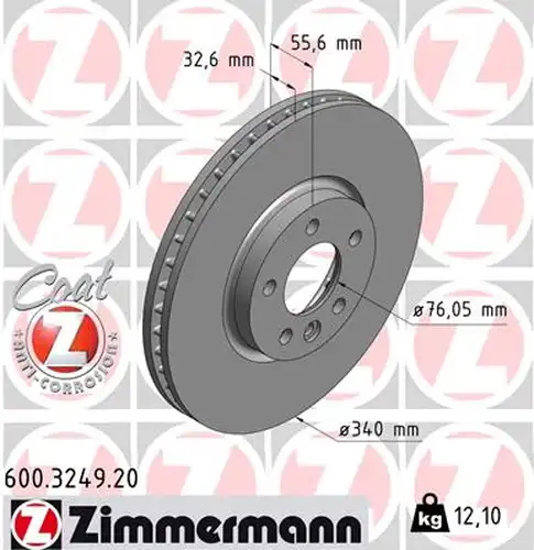 спирачен диск ZIMMERMANN 600.3249.20